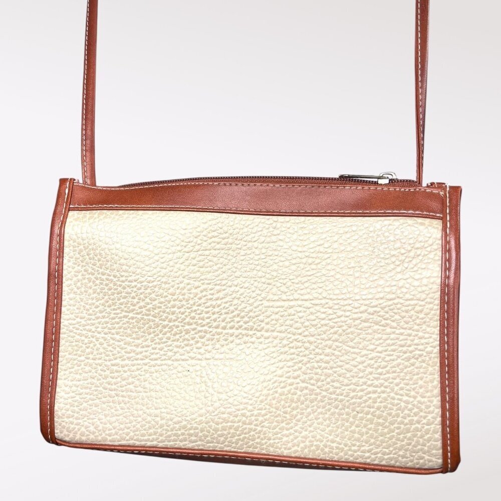 Vintage Crossbody Bag Cream Brown Retro Purse - Picture 4 of 9